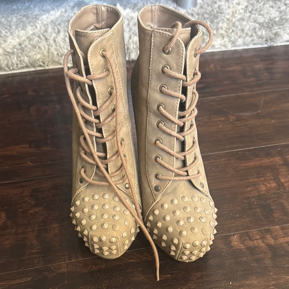 Studded Tan Ankle Boots